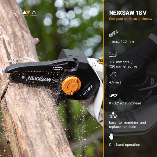 Nexxsaw V3 met 2x 4.0 accu en snellader + verlengsteel